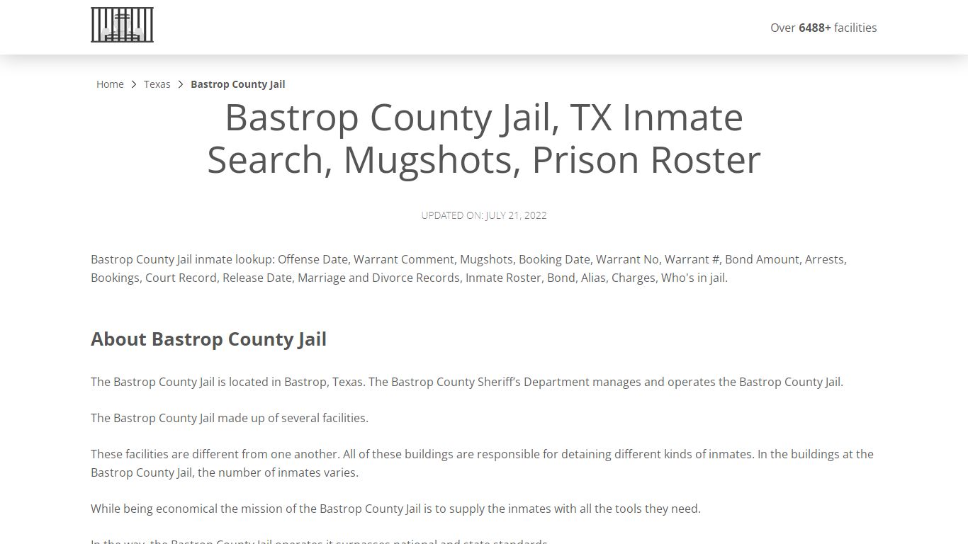 Bastrop County Jail, TX Inmate Search, Mugshots, Prison ...